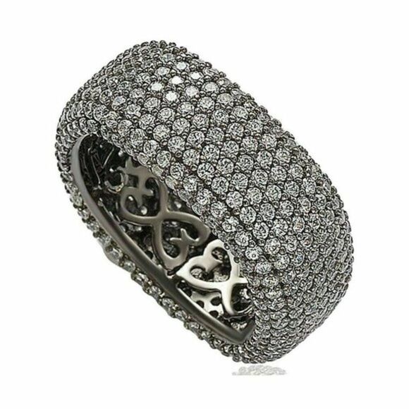 SUZY LEVIAN Blackened Silver Pave Eternity Band - Picture 6 of 7